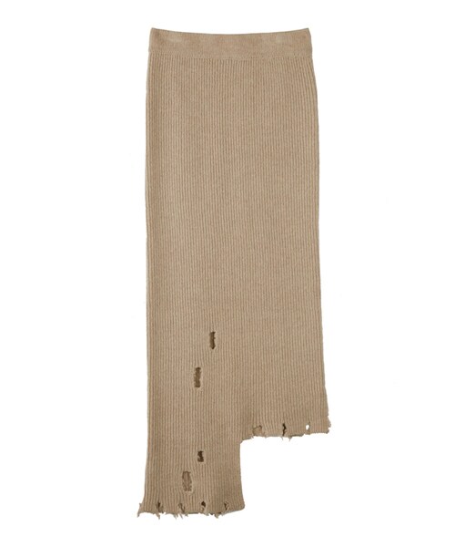 DINT（ディント）の「ジェラブルダメージカットニットロングスカート（スカート・レディース・Brown/Beige/Grey/Other・one(44~66size)）」の4枚目の写真