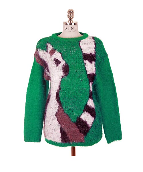 DINT（ディント）の「ラフアニマルpatternedウールニットトップ（ニット/セーター・レディース・Brown/Green・one(44~66size)）」の3枚目の写真