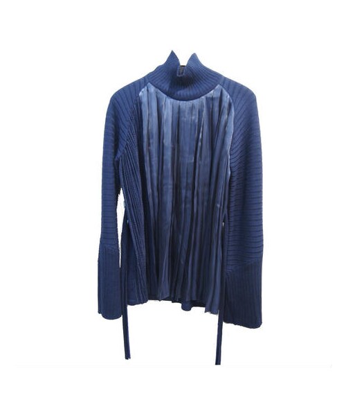 IN-PROCESS BY HALL OHARA(インプロセス バイ ホール オーハラ)の「IN-PROCESS BY HALL OHARA PLEATED KNIT JUMPER プリーツニットジャンバー(シャツ/ブラウス・レディース・レッド/ネイビー・F)」の2枚目の写真