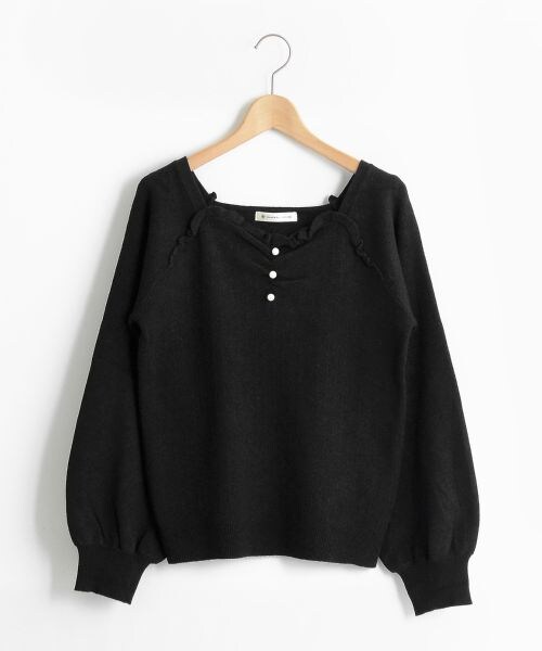 MAJESTIC LEGON（マジェスティックレゴン）の「ハートネックフリルニットプルオーバー（トップス・レディース・レッド/アイボリー/ラベンダー/ブラック・M）」の18枚目の写真