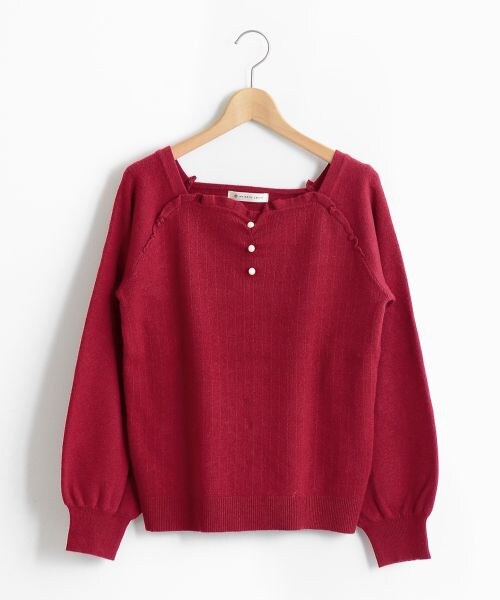 MAJESTIC LEGON（マジェスティックレゴン）の「ハートネックフリルニットプルオーバー（トップス・レディース・レッド/アイボリー/ラベンダー/ブラック・M）」の17枚目の写真