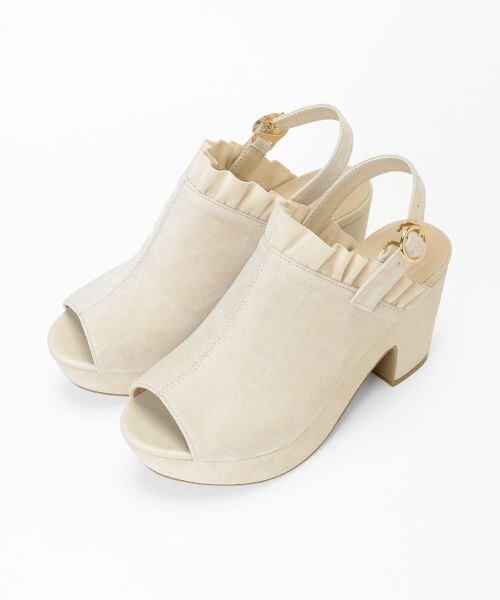 MAJESTIC LEGON（マジェスティックレゴン）の「【予約商品】☆フリルサボサンダル（シューズ・レディース・グレージュ/アイボリー/ブラック/キャメル・S/M/L/XL）」の4枚目の写真