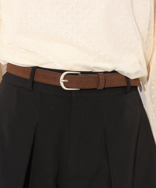 Heather（ヘザー）の「ベルトツキ／タックショートパンツ（パンツ・ブラック/ブラウン）」の8枚目の写真