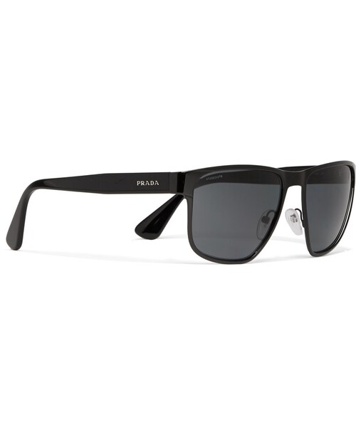 PRADA（プラダ）の「Prada Square-Frame Metal and Acetate Polarised Sunglasses（サングラス・メンズ・Black・One size）」の3枚目の写真
