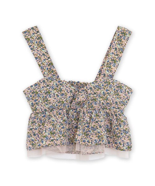 flower（フラワー）の「sweetish flower top ～ｽｳｨｰﾃｨｯｼｭﾌﾗﾜｰﾄｯﾌﾟ（キャミソール・レディース・navy/pink・FREE）」の2枚目の写真