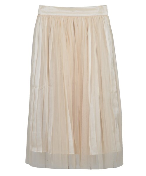 STYLEBLOCK（スタイルブロック）の「サテンプリーツオーバーチュールスカート（スカート・レディース・アイボリー/グレー/ベージュ/カーキ/ブラック・M）」の2枚目の写真
