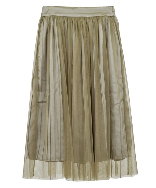 STYLEBLOCK（スタイルブロック）の「サテンプリーツオーバーチュールスカート（スカート・レディース・アイボリー/グレー/ベージュ/カーキ/ブラック・M）」の5枚目の写真
