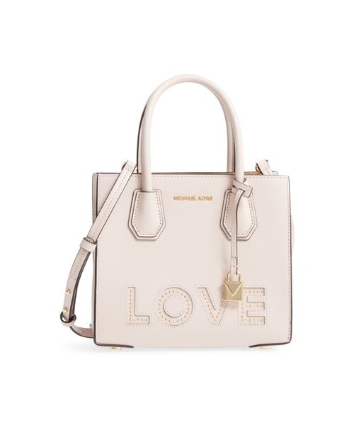 MICHAEL KORS（マイケルコース）の「Michael Kors Medium Mercer Messenger Leather Tote（ショルダーバッグ・レディース・Black/Pink・One Size）」の3枚目の写真