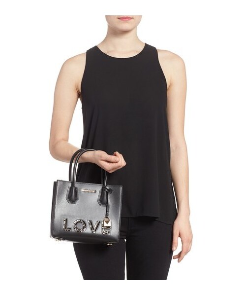 MICHAEL KORS（マイケルコース）の「Michael Kors Medium Mercer Messenger Leather Tote（ショルダーバッグ・レディース・Black/Pink・One Size）」の6枚目の写真