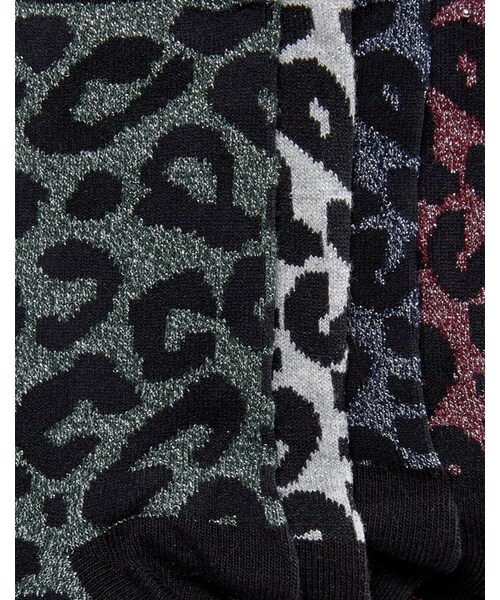 Vero Moda,Vero Moda Leopard Print 4 Pack Socks - WEAR