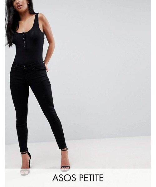 Beregn klient Moderat asos（エイソス）の「ASOS Petite ASOS PETITE WHITBY Low Rise Skinny Jeans In Clean  Black（デニムパンツ）」 - WEAR