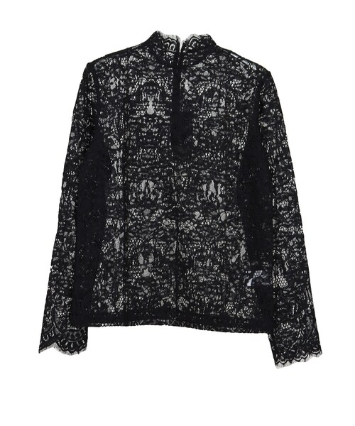 STYLEBLOCK（スタイルブロック）の「ラッセルレースハイネックトップス（シャツ/ブラウス・レディース・ホワイト/ベージュ/サックスブルー/ブラック・M）」の3枚目の写真