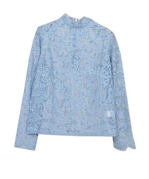 STYLEBLOCK（スタイルブロック）の「ラッセルレースハイネックトップス（シャツ/ブラウス・レディース・ホワイト/ベージュ/サックスブルー/ブラック・M）」の4枚目の写真