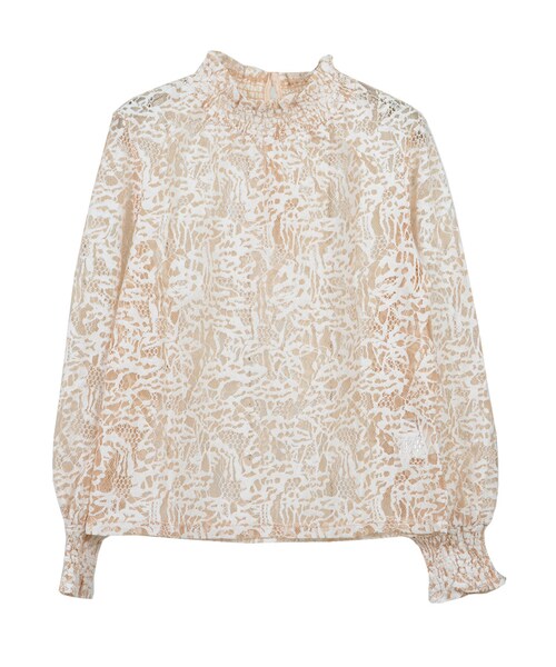 STYLEBLOCK（スタイルブロック）の「ラッセルレースボリュームスリーブブラウス（シャツ/ブラウス・レディース・ホワイト/ベージュ/サックスブルー/ブラック・M）」の3枚目の写真