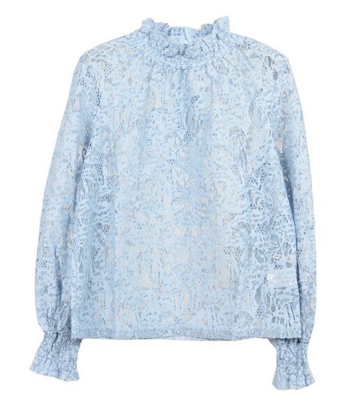 STYLEBLOCK（スタイルブロック）の「ラッセルレースボリュームスリーブブラウス（シャツ/ブラウス・レディース・ホワイト/ベージュ/サックスブルー/ブラック・M）」の4枚目の写真