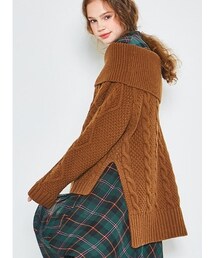 Understudyclub | ケーブル オフショルダー ニット トップス (ブラウン)(ニット/セーター)