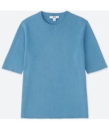 UNIQLO | UVカットリブクルーネックセーター（5分袖）(ニット/セーター)