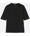 ユニクロ | UVカットリブクルーネックセーター（5分袖）(針織衫)