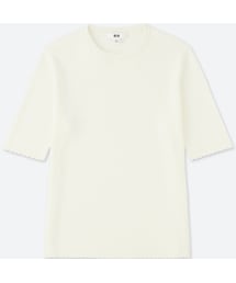 UNIQLO | UVカットリブクルーネックセーター（5分袖）(ニット/セーター)
