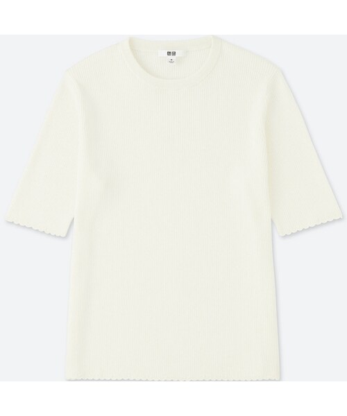 UVカットリブクルーネックセーター（5分袖）
