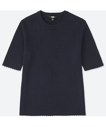 UNIQLO | UVカットリブクルーネックセーター（5分袖）(ニット/セーター)