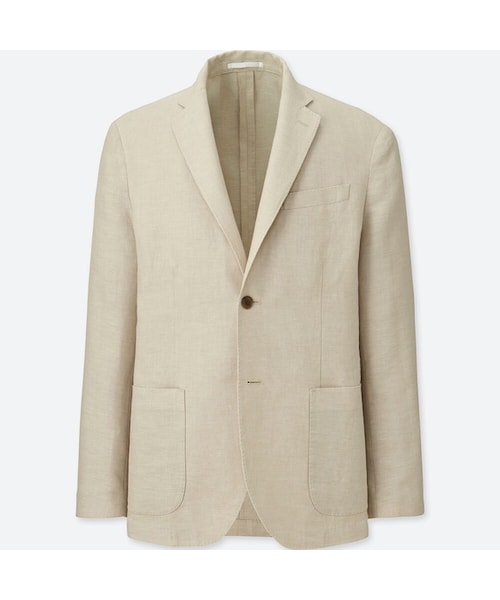 UNIQLO（ユニクロ）の「リネンコットンジャケット（スリム）（その他アウター・メンズ・BLUE 64/BEIGE 31/NAVY 69・XXL/4XL/XS/M/3XL/S/XL/L）」の2枚目の写真