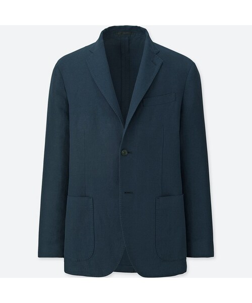 UNIQLO（ユニクロ）の「リネンコットンジャケット（スリム）（その他アウター・メンズ・BLUE 64/BEIGE 31/NAVY 69・XXL/4XL/XS/M/3XL/S/XL/L）」の3枚目の写真