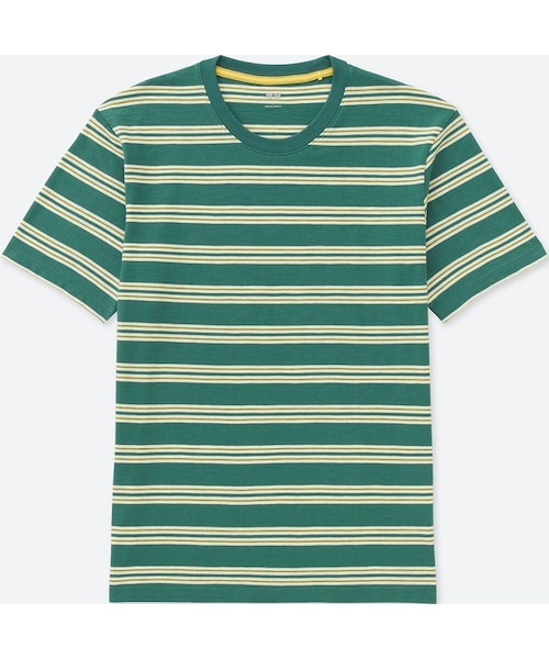 UNIQLO（ユニクロ）の「ボーダーT（半袖）（Tシャツ/カットソー・メンズ・OFF WHITE 01/GREEN 55/BLUE 66・XL/L/XXL/S/3XL/4XL/M/XS）」の2枚目の写真