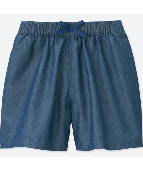UNIQLO（ユニクロ）の「GIRLS シャンブレーイージーフレアショートパンツ（その他パンツ・キッズ・BLUE 63/BLUE 65・120/160/100/140/150/130/110）」の2枚目の写真