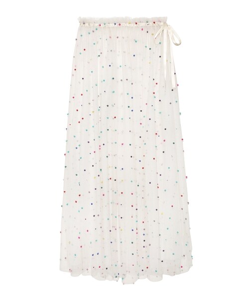 LILY BROWN（リリーブラウン）の「パール付チュールスカート