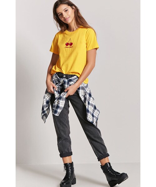 FOREVER 21(フォーエバー トゥエンティーワン)の「チェリーコットンTシャツ(その他・レディース・YELLOW/RED/WHITE/RED・S/M/L)」の4枚目の写真