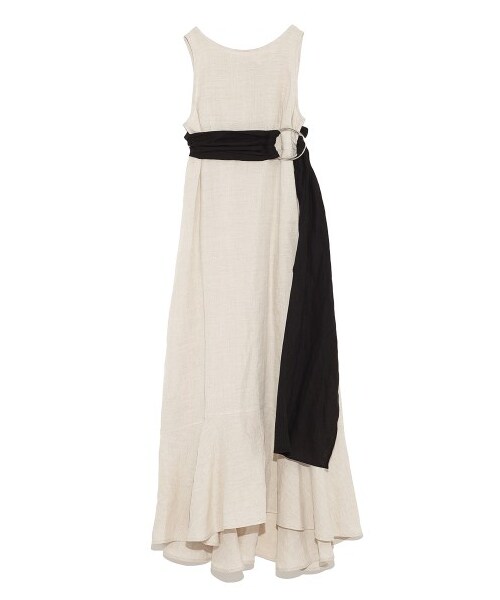 SNIDEL（スナイデル）の「リネン混ベルトセットワンピース（膝丈  