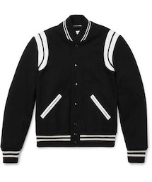 Saint Laurent | Saint Laurent Leather-Trimmed Wool-Blend Bomber Jacket(ライダースジャケット)