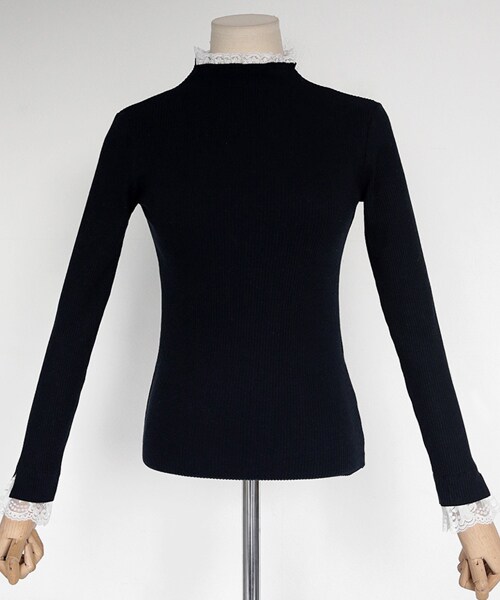 DHOLIC(ディーホリック)の「レースヘムスリムTシャツ(Tシャツ/カットソー・レディース・ブラック/グレー/ホワイト/その他・FREE)」の4枚目の写真