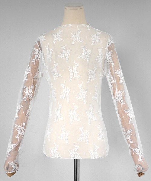 DHOLIC（ディーホリック）の「フローラルレースブラウス（シャツ/ブラウス・レディース・ベージュ/ブラック/ホワイト・FREE）」の2枚目の写真