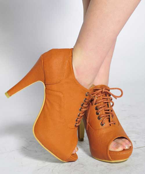 STYLEBLOCK（スタイルブロック）の「オープントゥレースアップブーティー（ブーツ・レディース・ブラック/ベージュ/ブラウン・35/38）」の2枚目の写真