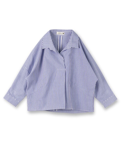 BRANSHES（ブランシェス）の「ストライプ柄/無地チュニック（チュニック・キッズ・ローズピンク/ネイビーブルー・100-150）」の2枚目の写真