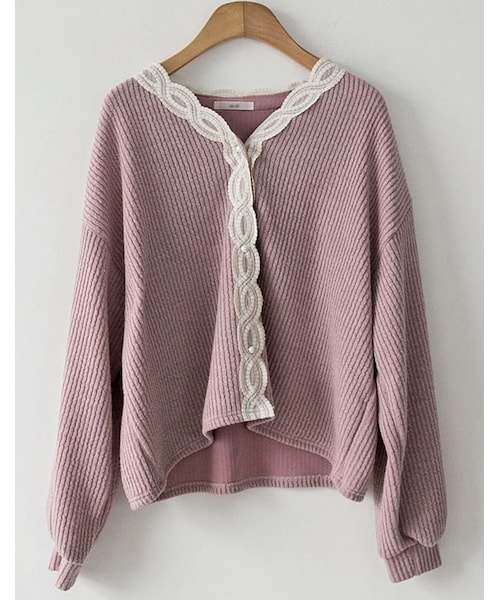 fd style（エフディ スタイル）の「レースVネックトップス（その他トップス・レディース・ベージュ/ピンク/ホワイト/ブルー・1(XS-M)）」の4枚目の写真