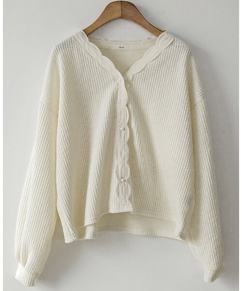 fd style（エフディ スタイル）の「レースVネックトップス（その他トップス・レディース・ベージュ/ピンク/ホワイト/ブルー・1(XS-M)）」の2枚目の写真