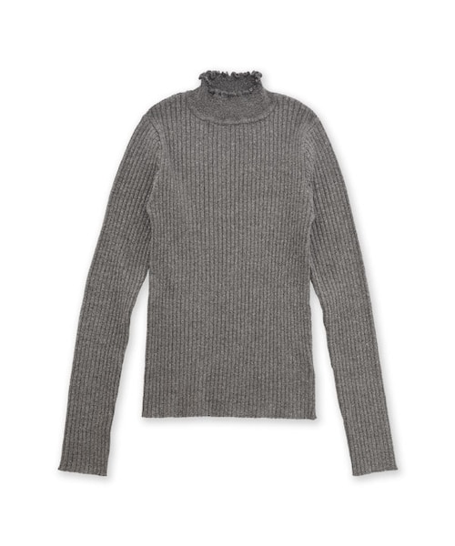 flower（フラワー）の「bright rib knit ～ﾌﾞﾗｲﾄﾘﾌﾞﾆｯﾄ（Tシャツ/カットソー・レディース・beige/gray/blue・FREE）」の2枚目の写真