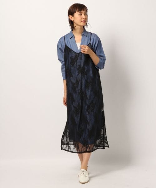 GLOBAL WORK（グローバルワーク）の「レースSETシャツワンピース（ワンピース/ドレス・ホワイト/ブルー(ストライプ)/ブルー）」の3枚目の写真