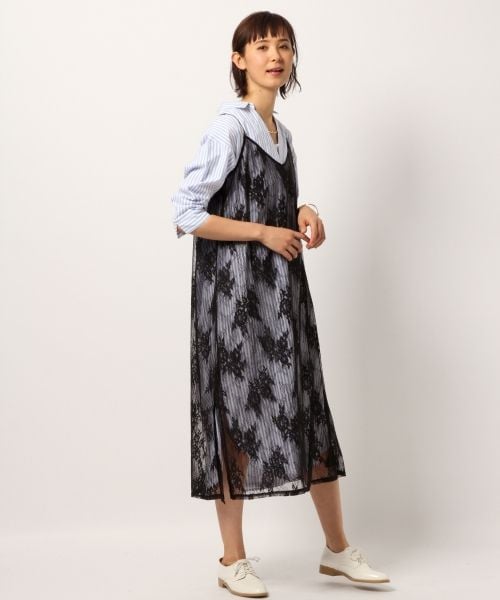 GLOBAL WORK（グローバルワーク）の「レースSETシャツワンピース（ワンピース/ドレス・ホワイト/ブルー(ストライプ)/ブルー）」の2枚目の写真