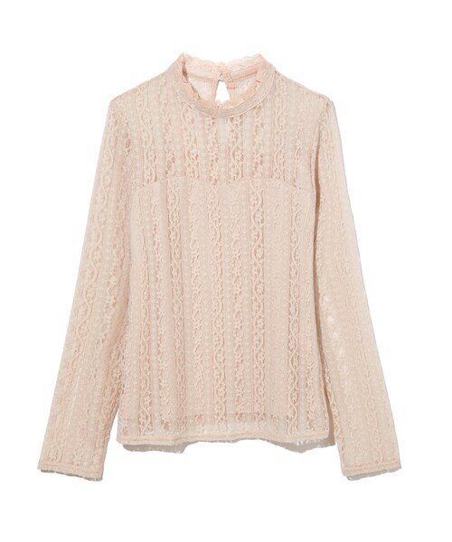 GRL（グレイル）の「フラワーレースプチハイネックトップス（シャツ/ブラウス・レディース・オフホワイト/ブラック/ブルー/ピンク/グリーン/ラベンダー・M）」の6枚目の写真