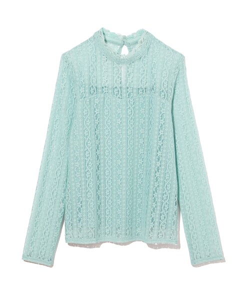 GRL（グレイル）の「フラワーレースプチハイネックトップス（シャツ/ブラウス・レディース・オフホワイト/ブラック/ブルー/ピンク/グリーン/ラベンダー・M）」の3枚目の写真