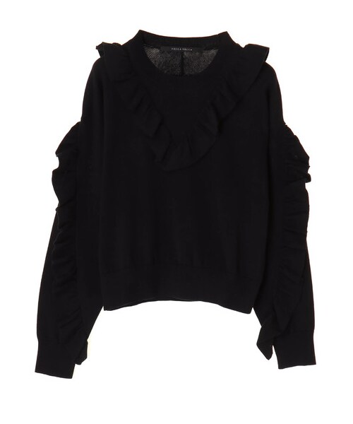 YECCA VECCA（イェッカヴェッカ）の「【先行予約】ラッフルニットプルオーバー（トップス・ライトグレー/オレンジ/イエロー/ネイビー・F）」の11枚目の写真