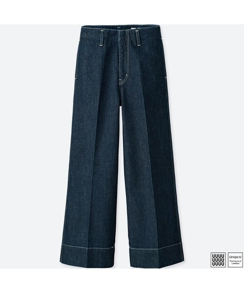 UNIQLO（ユニクロ）の「ハイライズワイドアンクルジーンズ＋E（デニムパンツ・レディース・OFF WHITE 01/BLACK 09/BLUE 68/BLUE 65・24/22/29/25/26/27/23/28）」の3枚目の写真