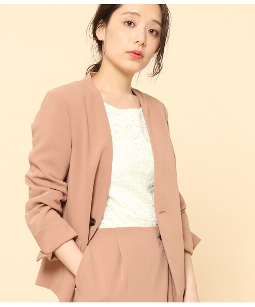 ROPE' PICNIC(ロペピクニック)の「ノーカラーコンパクトジャケット(ジャケット/アウター・ブラック/キャメル・36/38/40)」の1枚目の写真