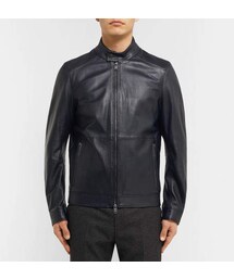 BOSS ブラック ライダースジャケット 新品 HUGO - レギュラーフィット バイカージャケット レザー