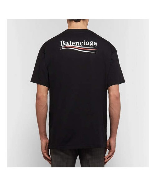 BALENCIAGA（バレンシアガ）の「Balenciaga Printed Cotton-Jersey T-Shirt（Tシャツ/カットソー・メンズ・Black・S/XS/M/XXL/XL/L）」の4枚目の写真