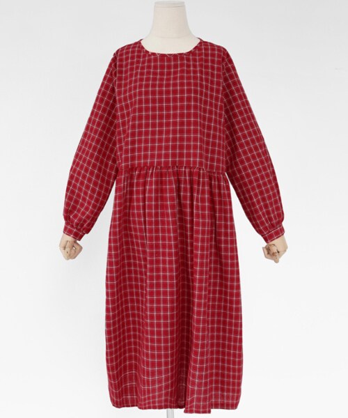 DHOLIC（ディーホリック）の「バックストラップチェックワンピース（ワンピース・レディース・ブラック/グリーン/レッド・FREE）」の3枚目の写真